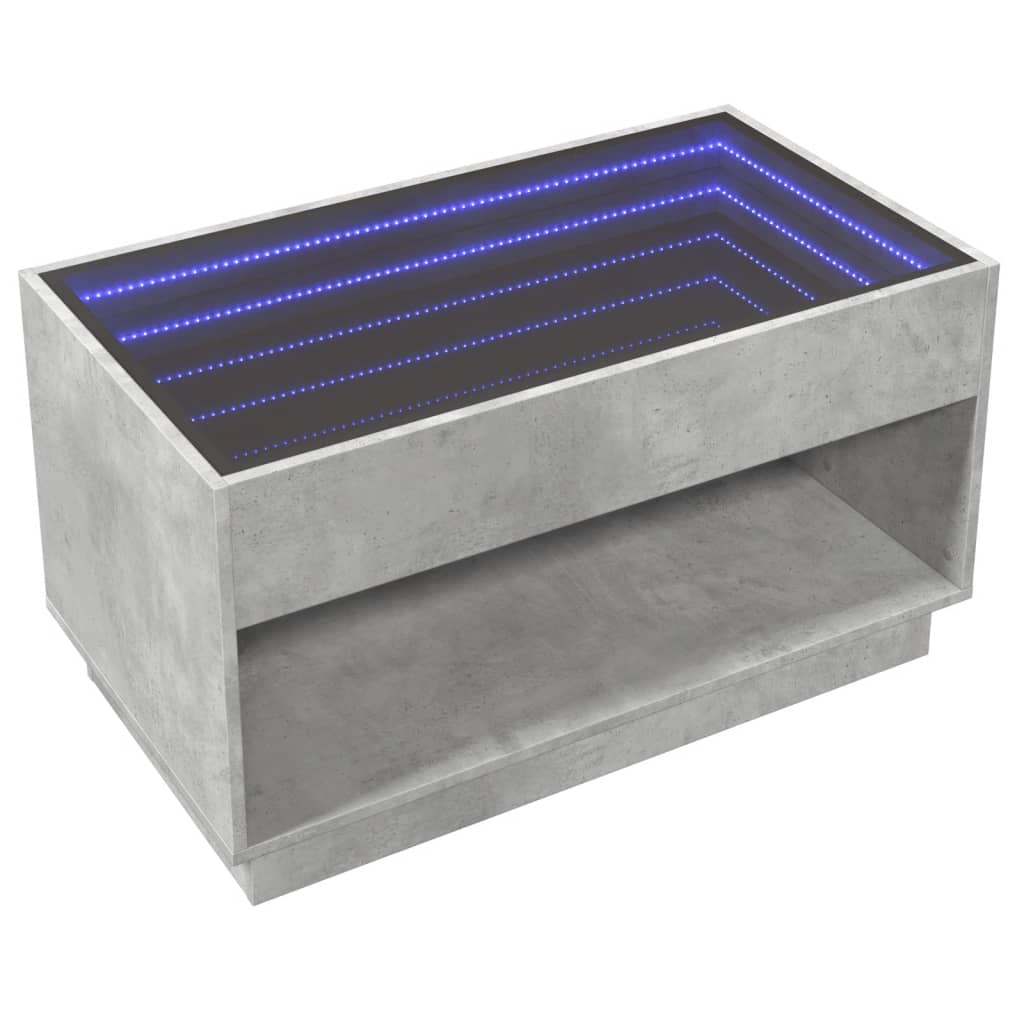 Couchtisch mit Infinity-LED Betongrau 90x50x50 cm