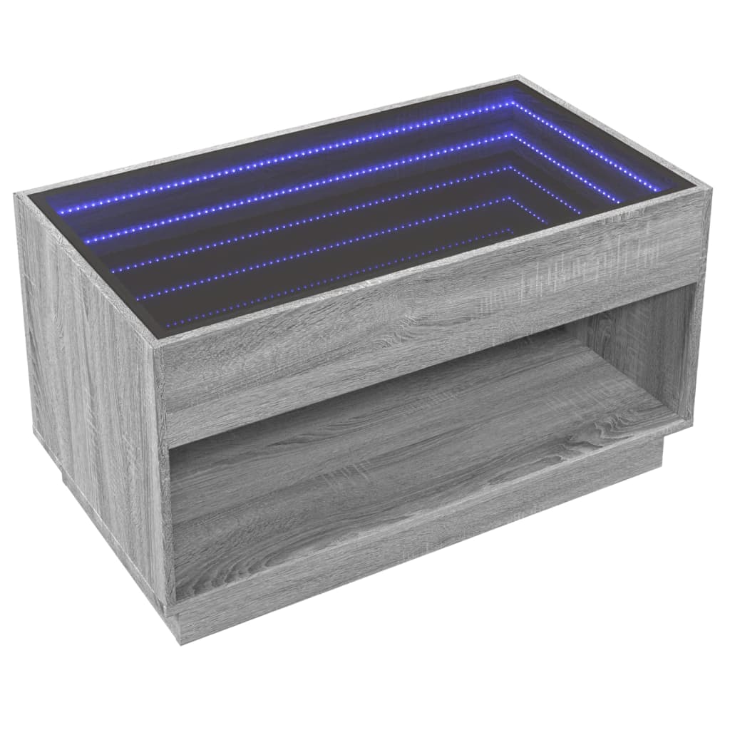 Couchtisch mit Infinity-LED Grau Sonoma 90x50x50 cm