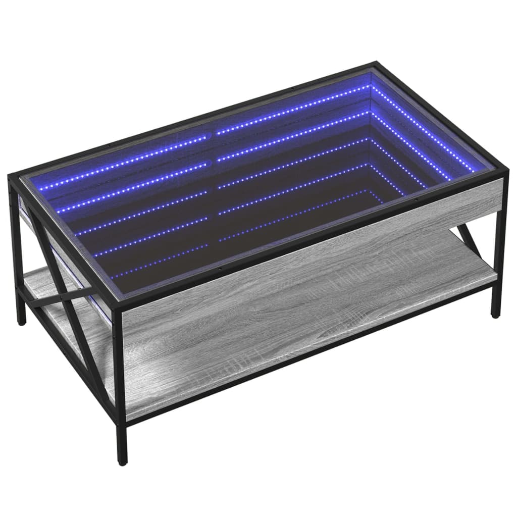 Couchtisch mit Infinity-LED Grau Sonoma 90x50x38 cm