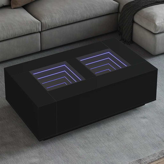 Couchtisch mit Infinity-LED Schwarz 116x69x40 cm