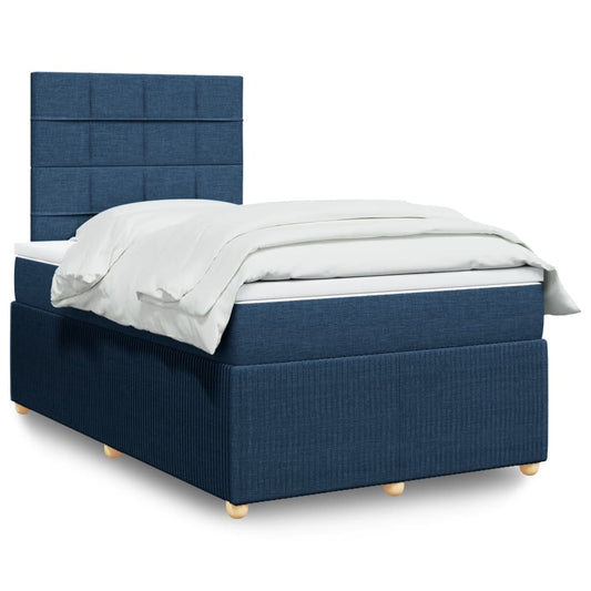 Boxspringbett mit Matratze Blau 120x190 cm Stoff