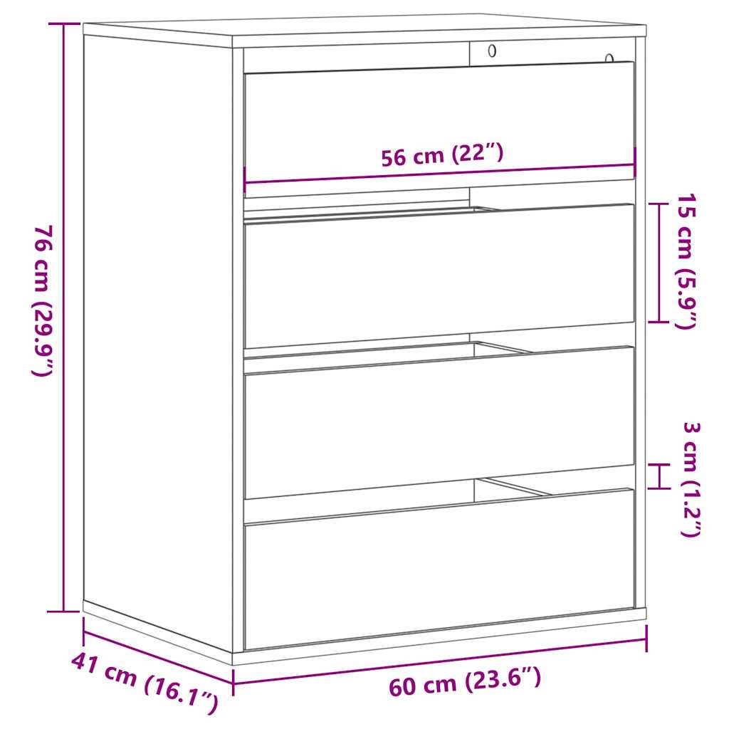 Kommode Weiß 60x41x76 cm Holzwerkstoff