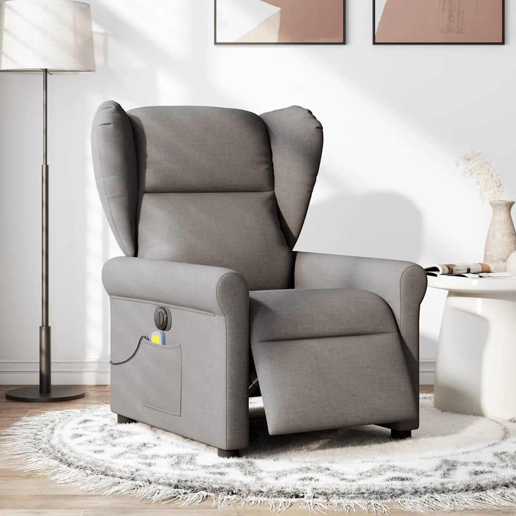 Massagesessel Elektrisch Taupe Stoff