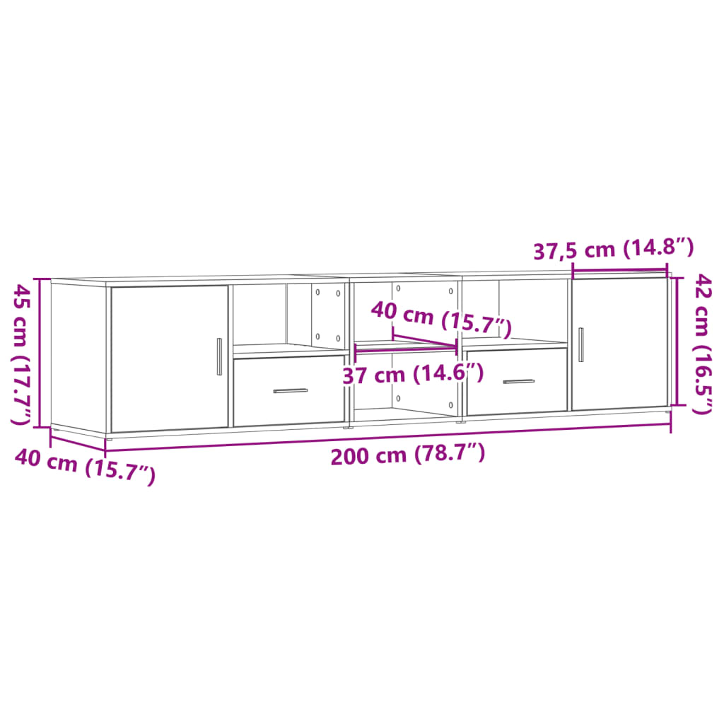 Eckregal Altholz-Optik 200x40x45 cm Holzwerkstoff