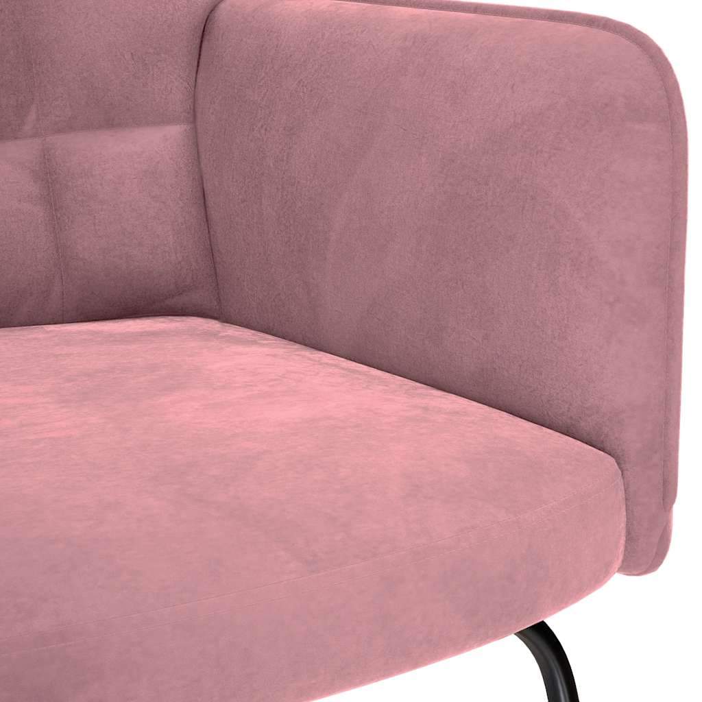 Schaukelstuhl mit Hocker Pink Velvet