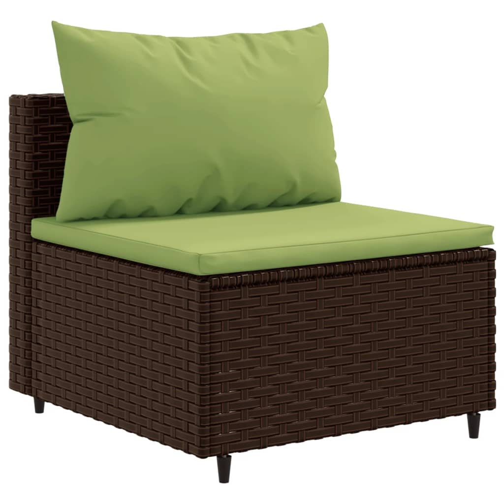 10-tlg. Garten-Lounge-Set mit Kissen Braun Poly Rattan