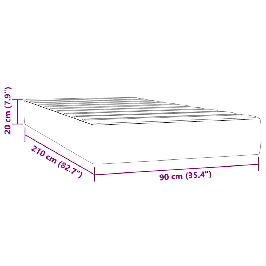 Taschenfederkernmatratze Schwarz 90x210x20 cm Samt