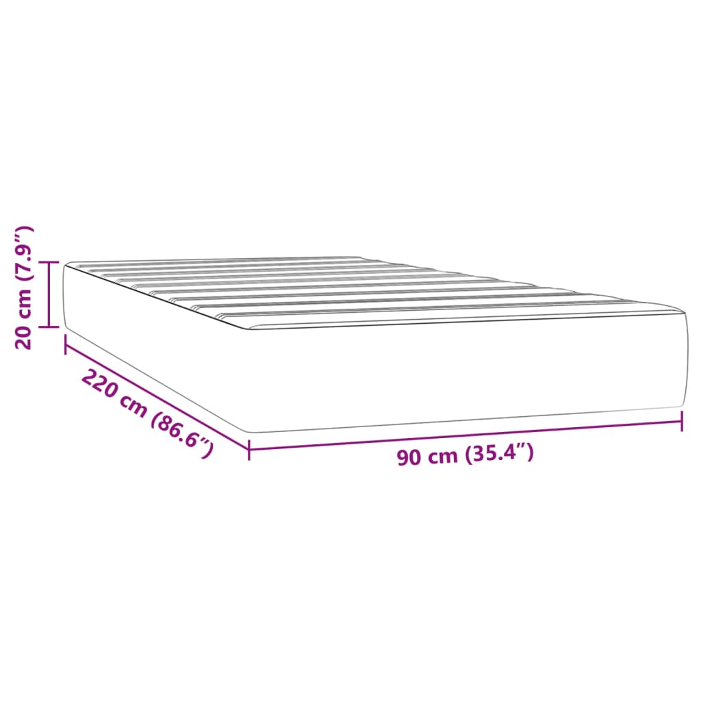 Taschenfederkernmatratze Schwarz 90x220x20 cm Samt