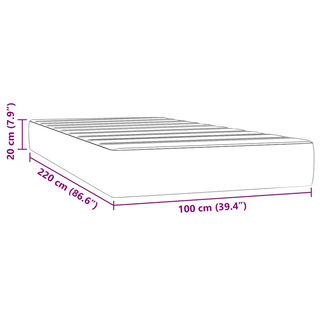 Taschenfederkernmatratze Schwarz 100x220x20 cm Samt