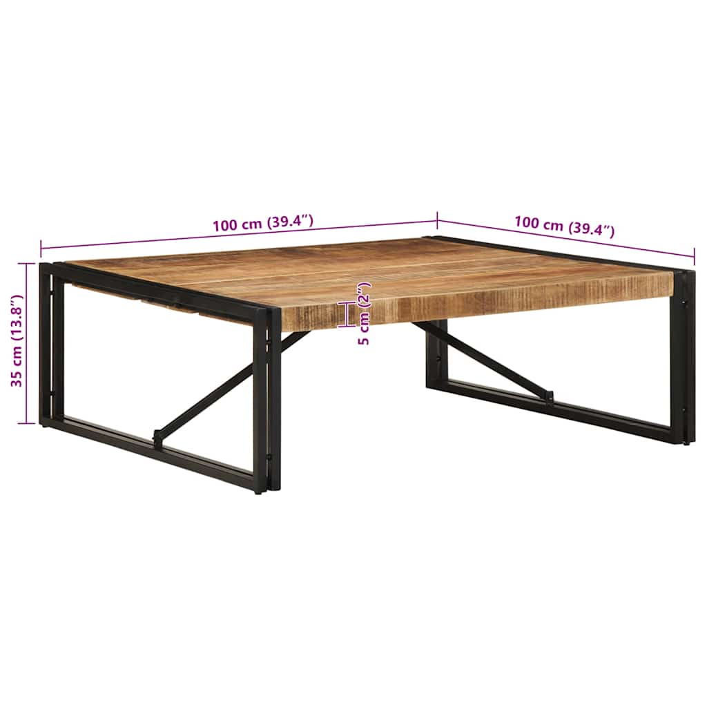 Couchtisch 100x100x35 cm Raues Massivholz Mango