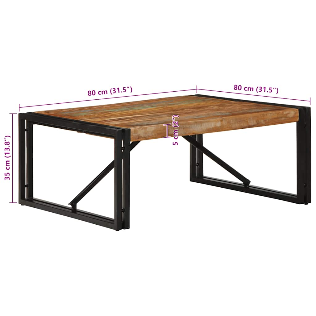 Couchtisch Mehrfarbig 80x80x35 cm Altholz Massivholz