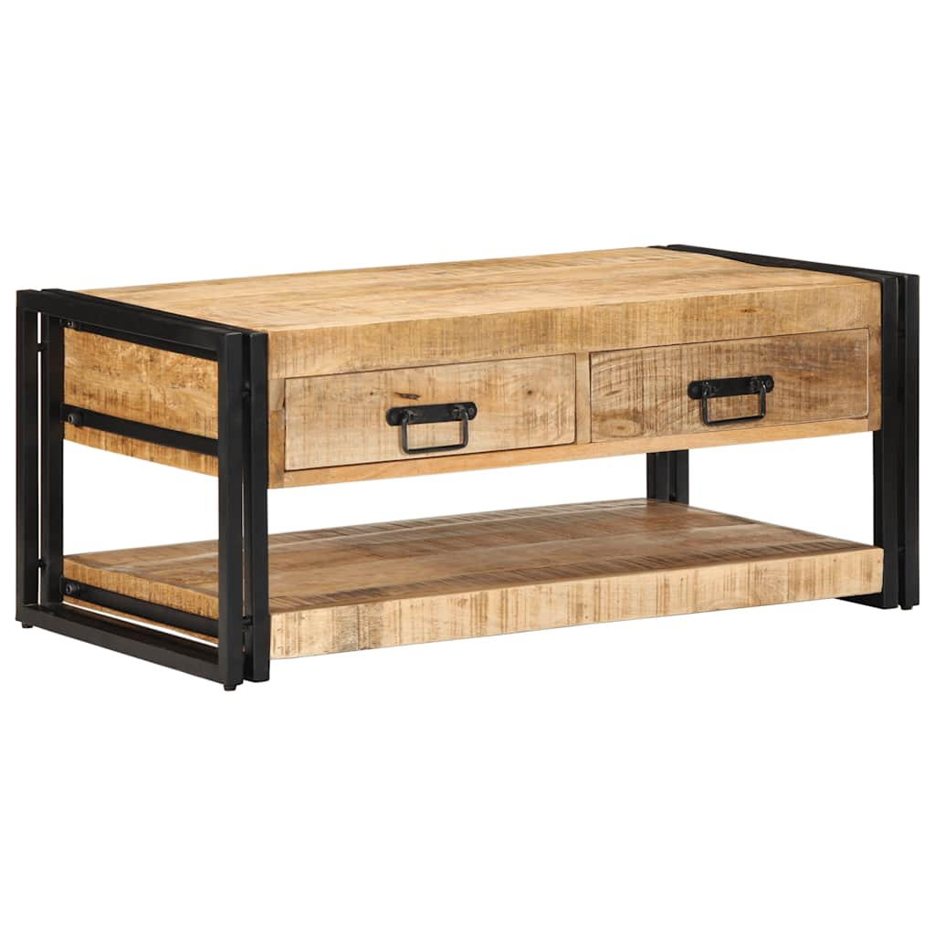 Couchtisch 90x50x38 cm Raues Massivholz Mango