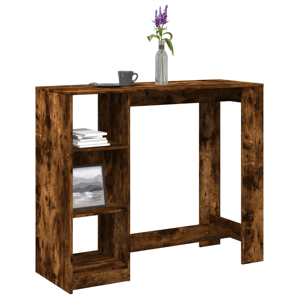 Bartisch mit Regal Räuchereiche 124x46x103,5 cm Holzwerkstoff