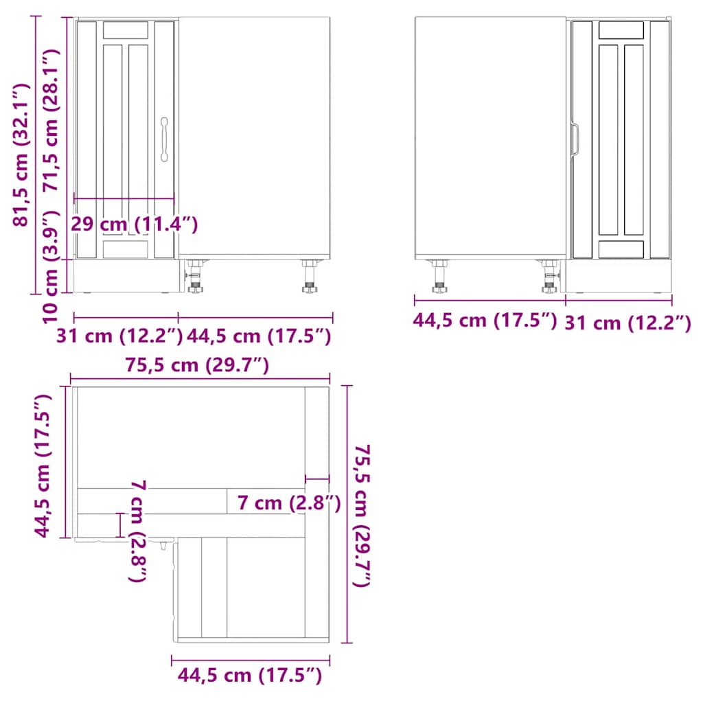 Küchen-Eckunterschrank Lucca Hochglanz-Weiß Holzwerkstoff