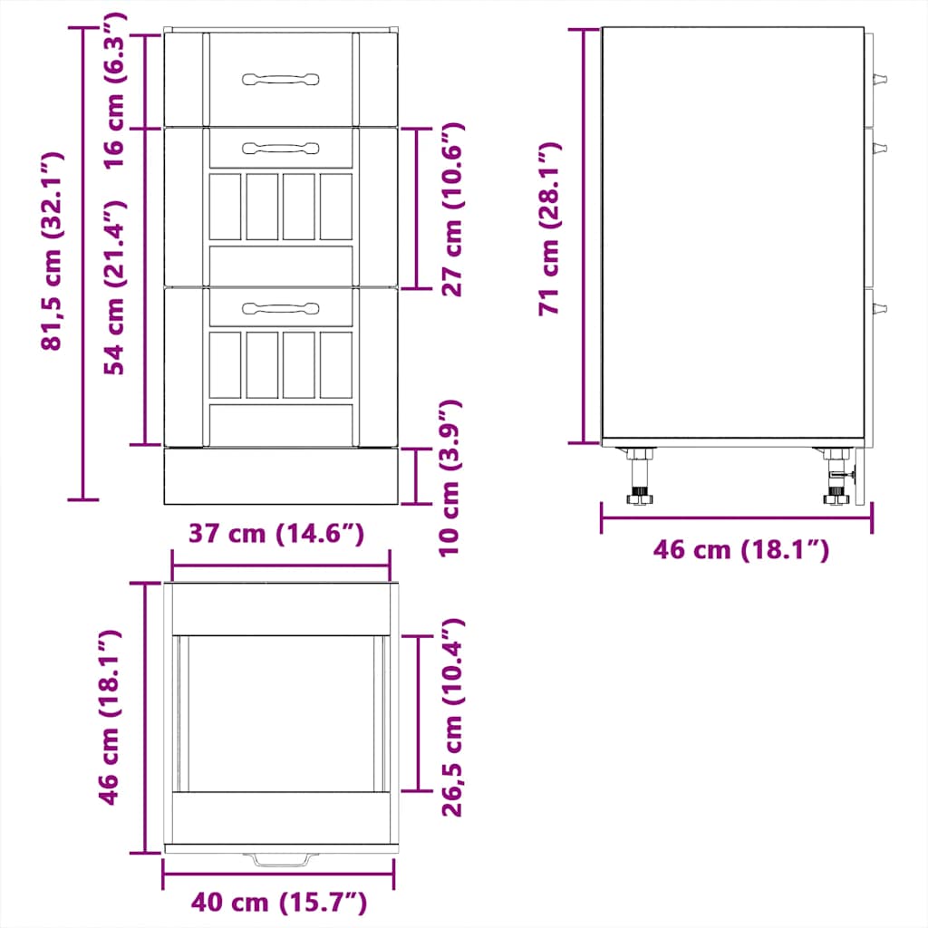 Küchen-Unterschrank Lucca Hochglanz-Weiß Holzwerkstoff