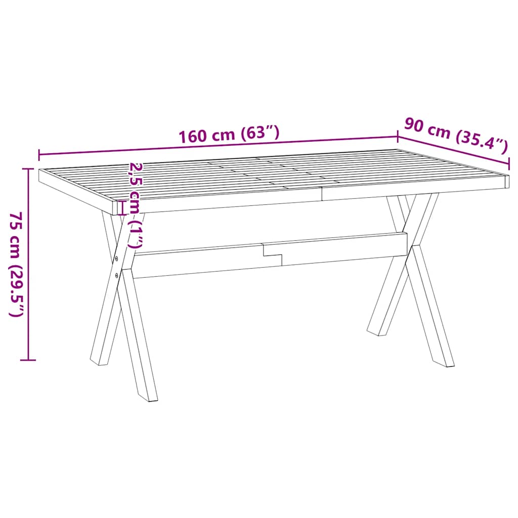 Esstisch NOAIN X-Form-Beine 160x90x75 cm Massivholz Kiefer