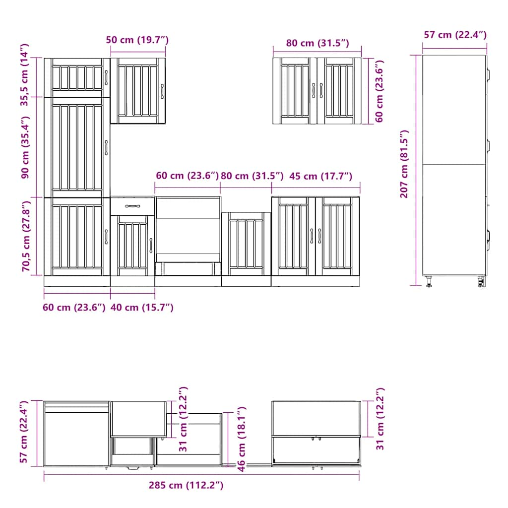 7-tlg. Küchenschrank-Set Kalmar Sonoma-Eiche Holzwerkstoff