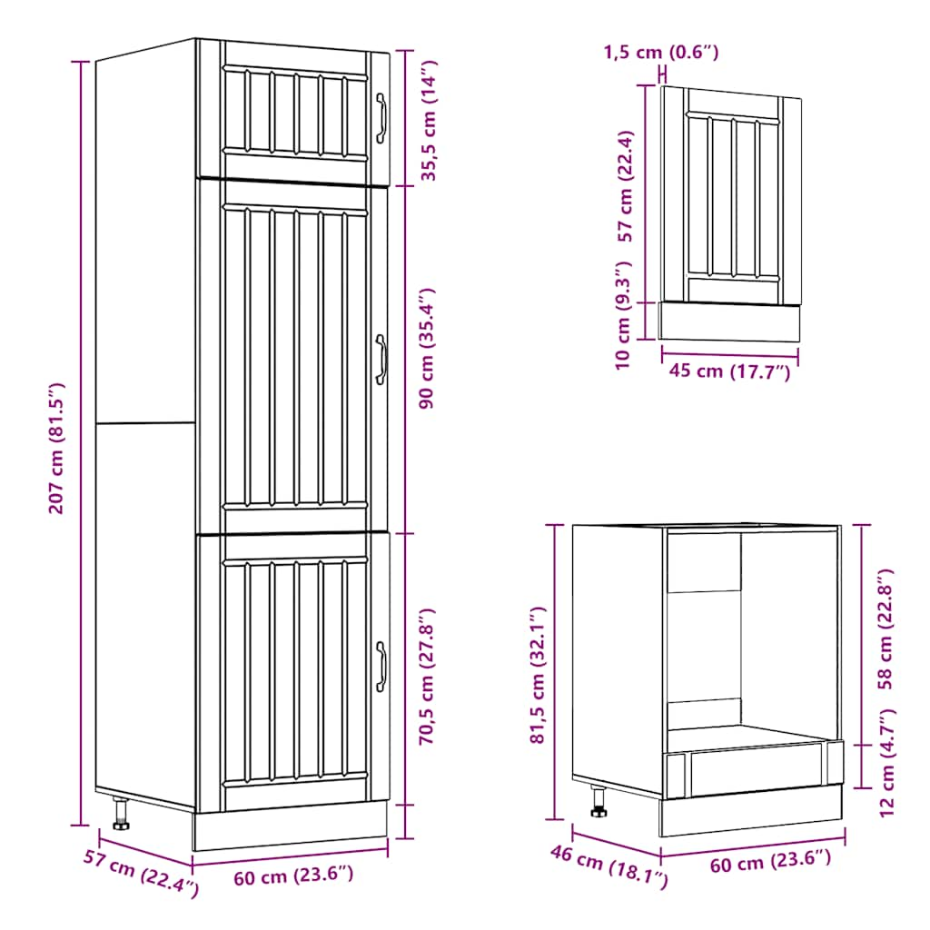 7-tlg. Küchenschrank-Set Kalmar Artisan-Eiche Holzwerkstoff