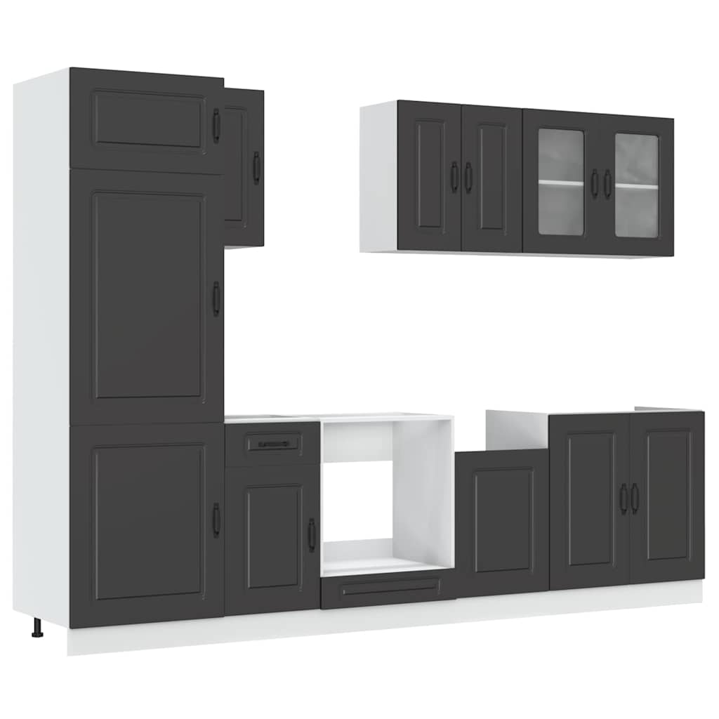 8-tlg. Küchenschrank-Set Kalmar Schwarz Holzwerkstoff