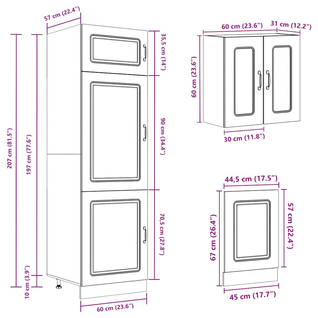 8-tlg. Küchenschrank-Set Kalmar Schwarz Holzwerkstoff