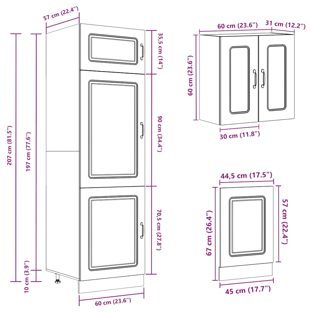 8-tlg. Küchenschrank-Set Kalmar Altholz-Optik Holzwerkstoff