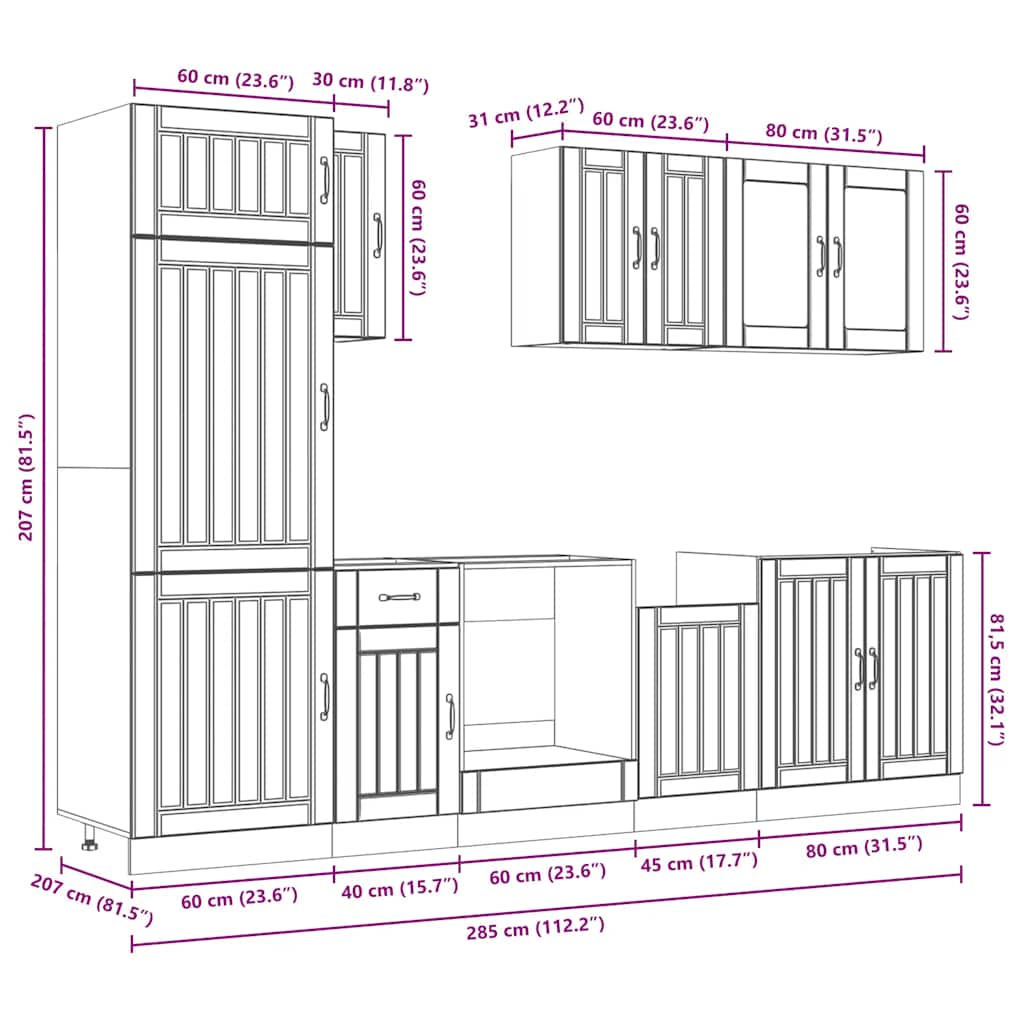 8-tlg. Küchenschrank-Set Kalmar Weiß Holzwerkstoff