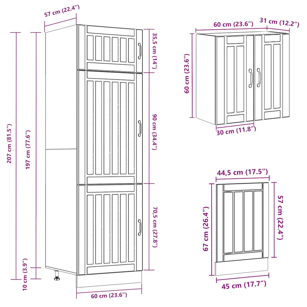 8-tlg. Küchenschrank-Set Kalmar Schwarz Holzwerkstoff