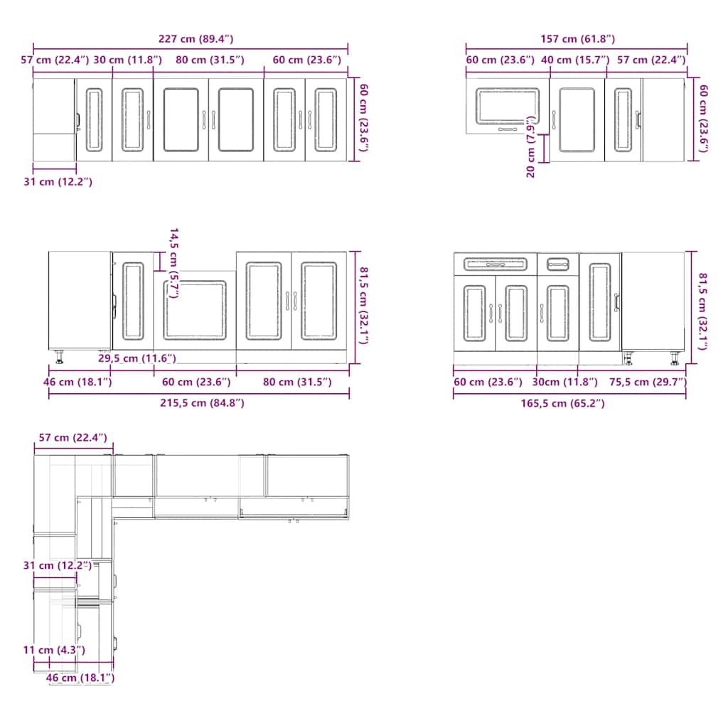 11-tlg. Küchenschrank-Set Kalmar Altholz-Optik Holzwerkstoff