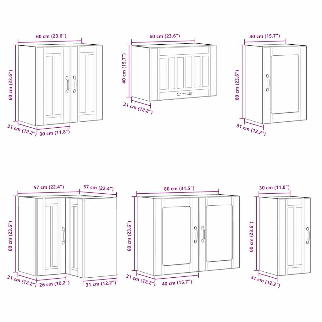 11-tlg. Küchenschrank-Set Lucca Weiß Holzwerkstoff