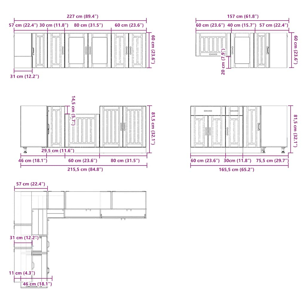 11-tlg. Küchenschrank-Set Lucca Sonoma-Eiche Holzwerkstoff