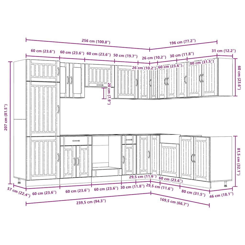 14-tlg. Küchenschrank-Set Lucca Hochglanz-Weiß Holzwerkstoff