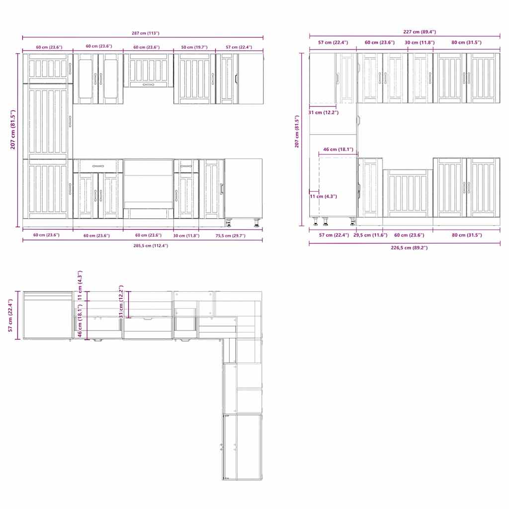 14-tlg. Küchenschrank-Set Lucca Hochglanz-Weiß Holzwerkstoff