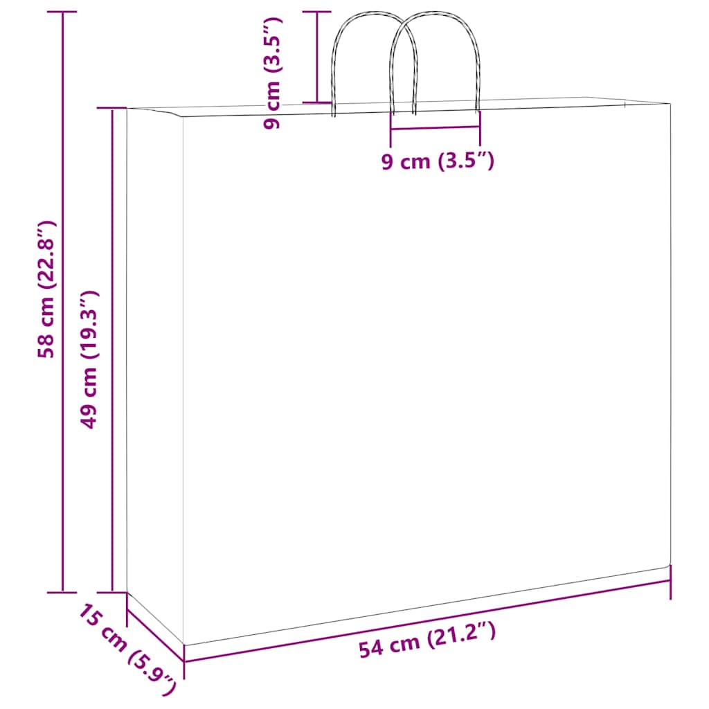 Papiertragetaschen 250 Stk. mit Henkeln Braun 54x15x49 cm