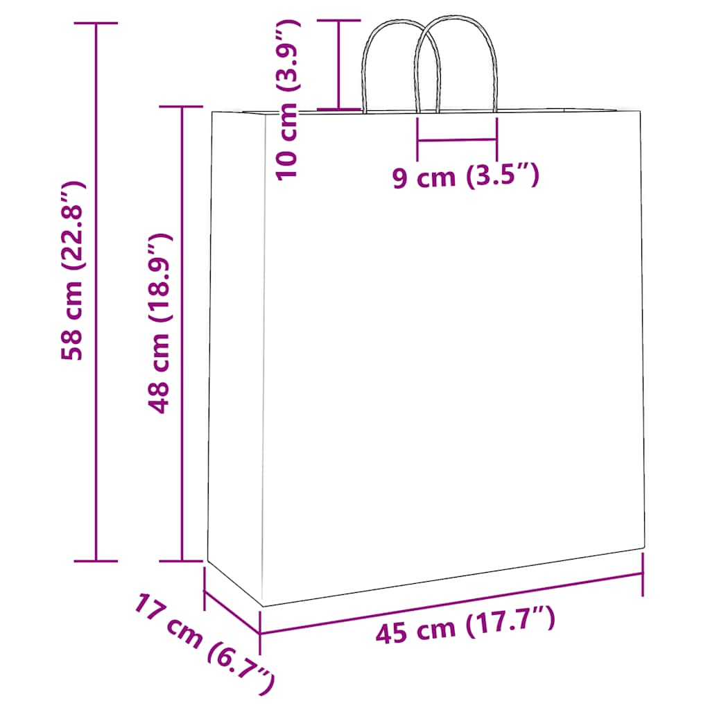 Papiertragetaschen 250 Stk. mit Henkeln Weiß 45x17x48 cm