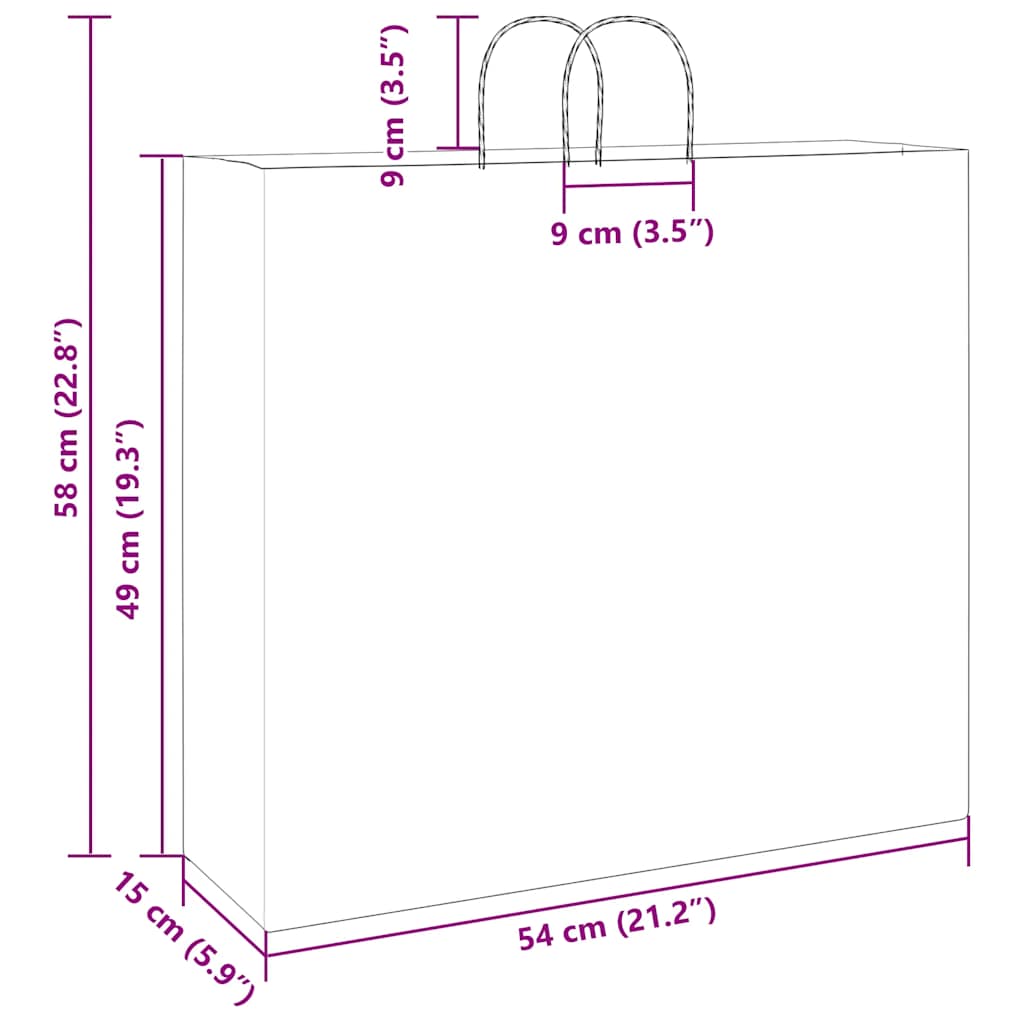 Papiertragetaschen 250 Stk. mit Henkeln Schwarz 54x15x49 cm