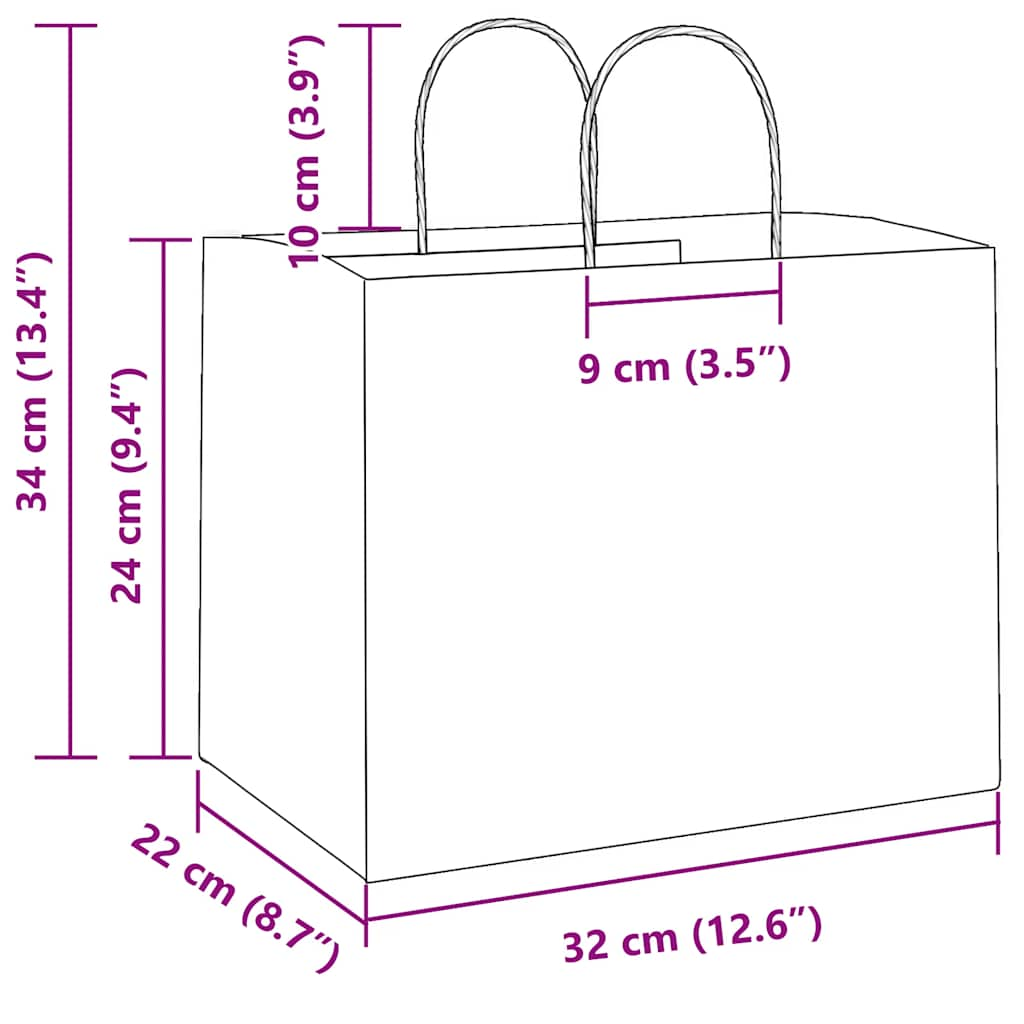 Papiertragetaschen 250 Stk. mit Henkeln Rosa 32x22x24 cm