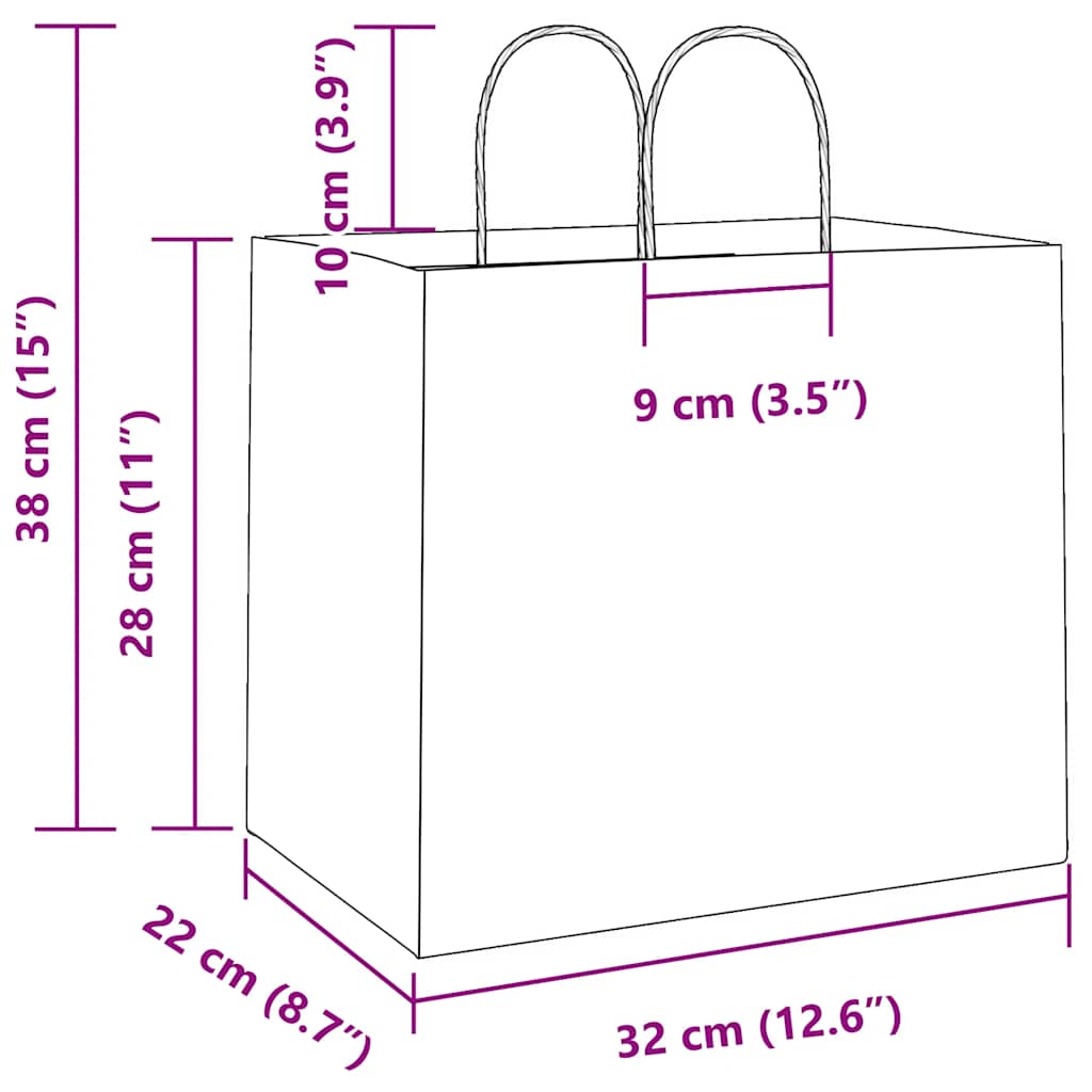 Papiertragetaschen 250 Stk. mit Henkeln Rosa 32x22x28 cm