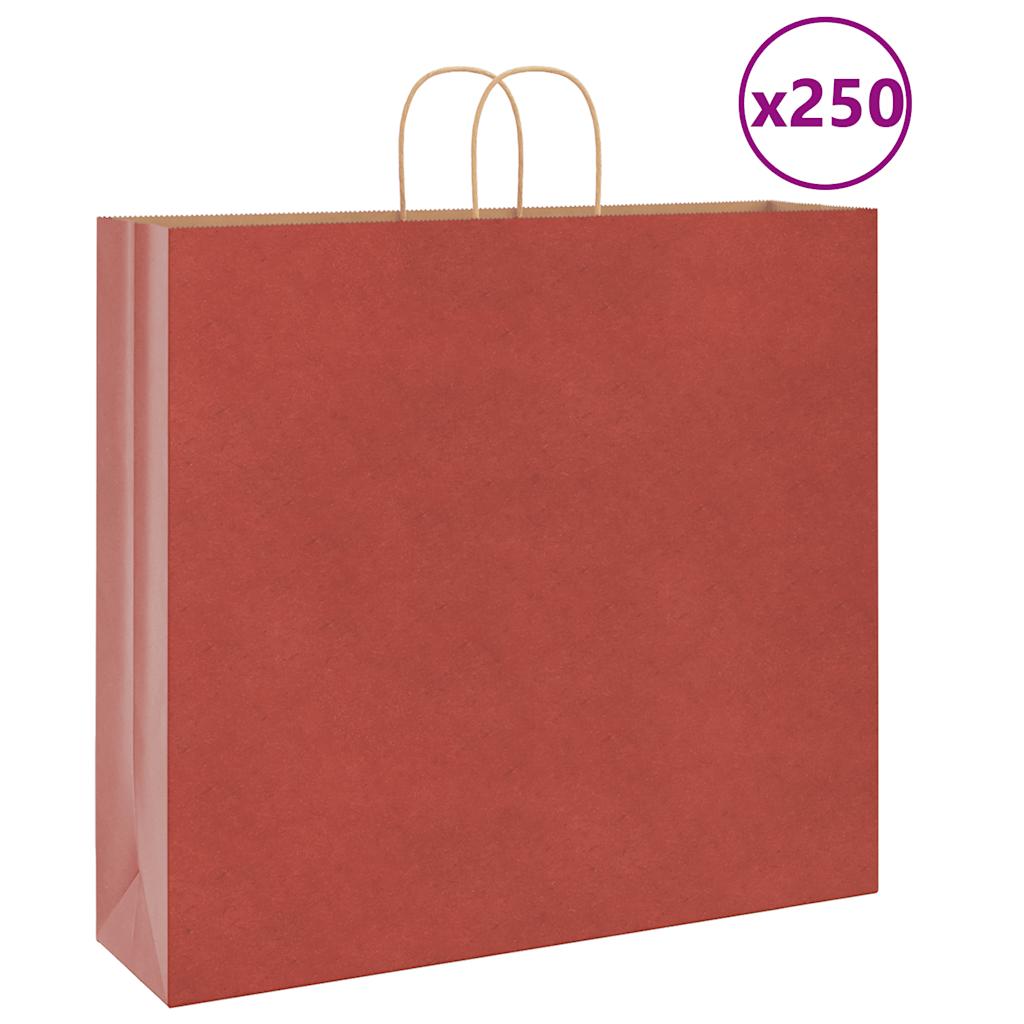 Papiertragetaschen 250 Stk. mit Henkeln Rot 54x15x49 cm