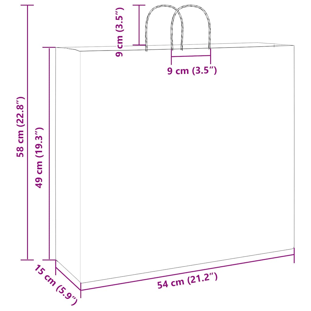 Papiertragetaschen 250 Stk. mit Henkeln Gelb 54x15x49 cm