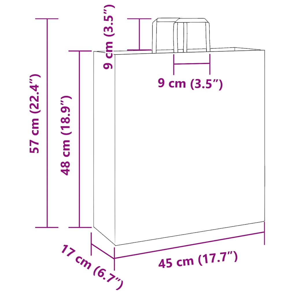 Papiertragetaschen 250 Stk. mit Henkeln Braun 45x17x48 cm