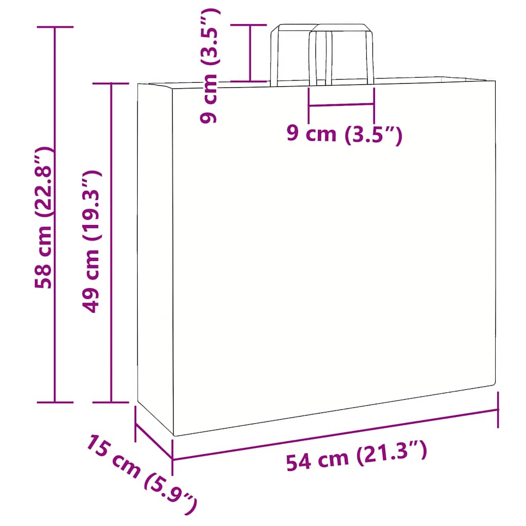 Papiertragetaschen 250 Stk. mit Henkeln Braun 54x15x49 cm