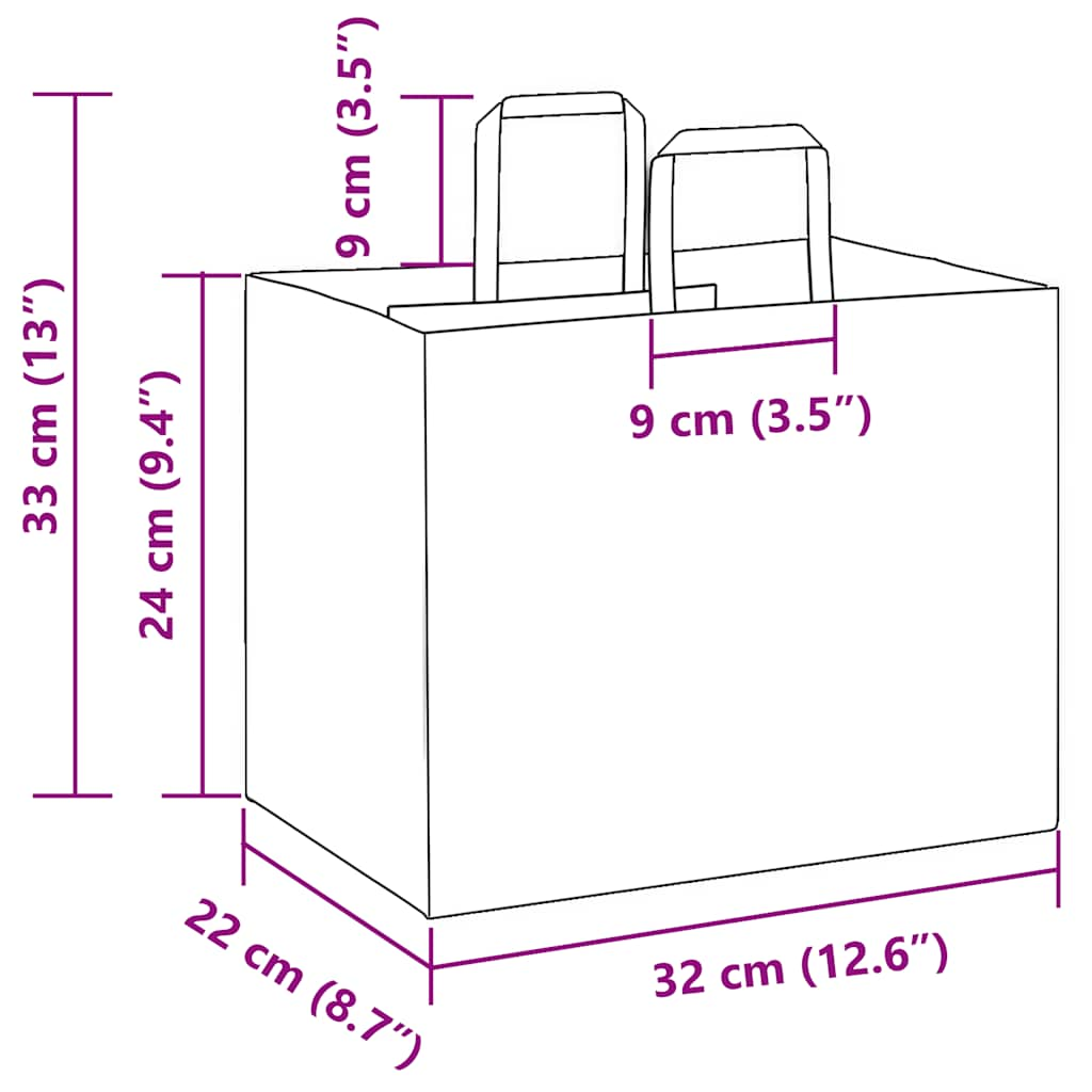 Kraftpapiertüten 250 Stk. mit Henkel Schwarz 32x22x24 cm