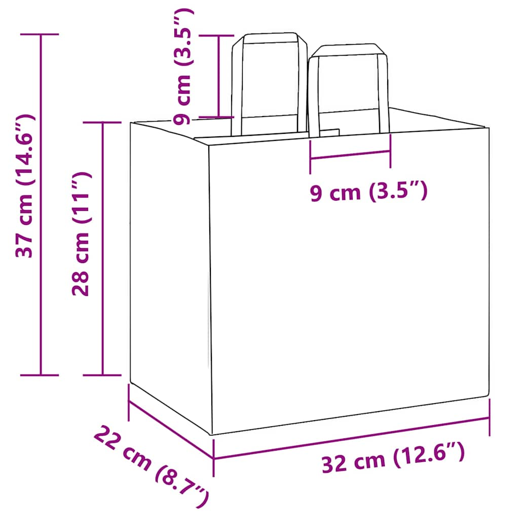 Kraftpapiertüten 250 Stk. mit Henkel Schwarz 32x22x28 cm