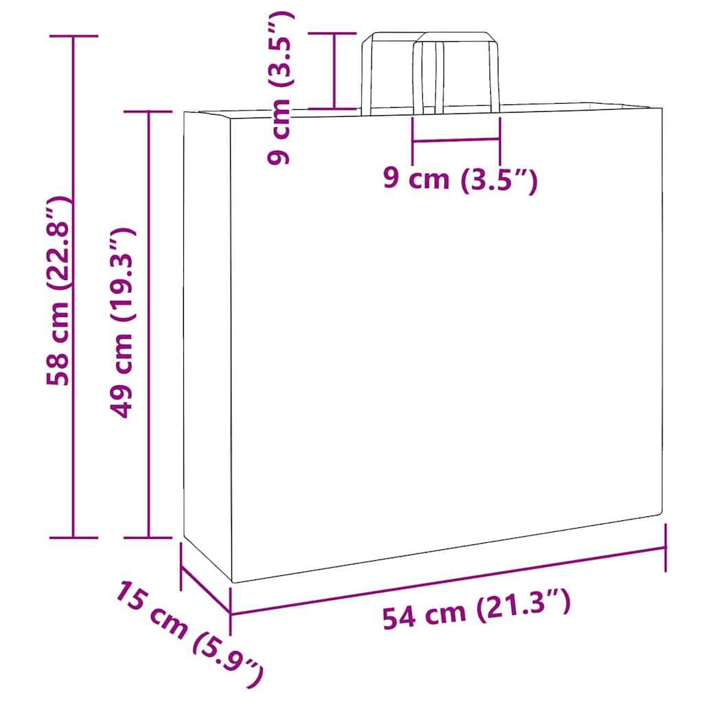 Papiertragetaschen 250 Stk. mit Henkeln Schwarz 54x15x49 cm