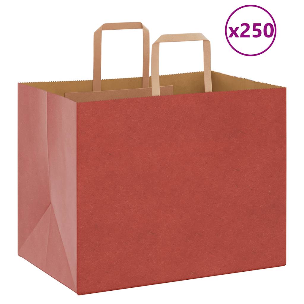 Papiertragetaschen 250 Stk. mit Henkeln Rot 32x22x24 cm