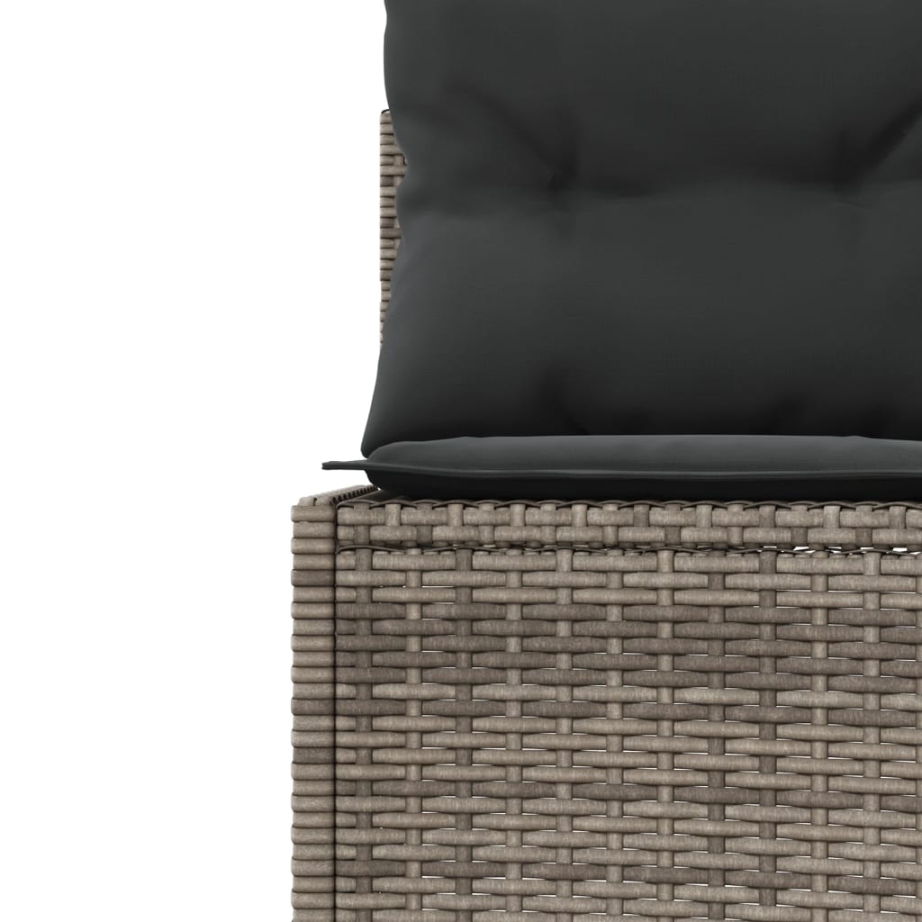 Gartensofa mit Kissen Rund Grau Poly Rattan