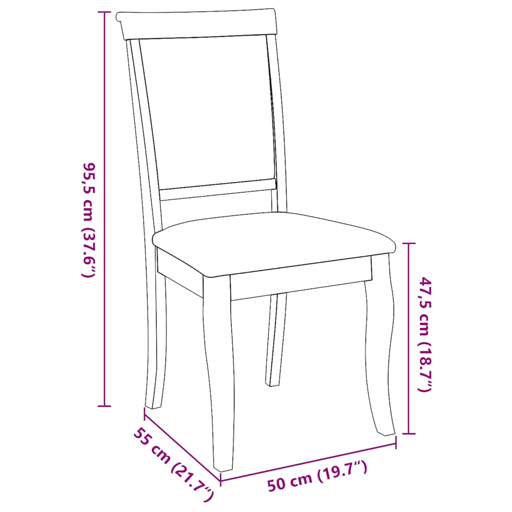 Esszimmerstühle mit Kissen 2 Stk. Braun Massivholz Gummibaum