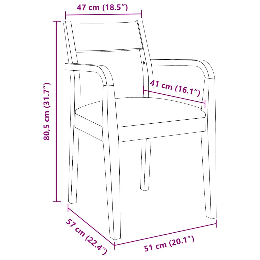 Esszimmerstühle mit Kissen 2 Stk. Braun Massivholz Gummibaum