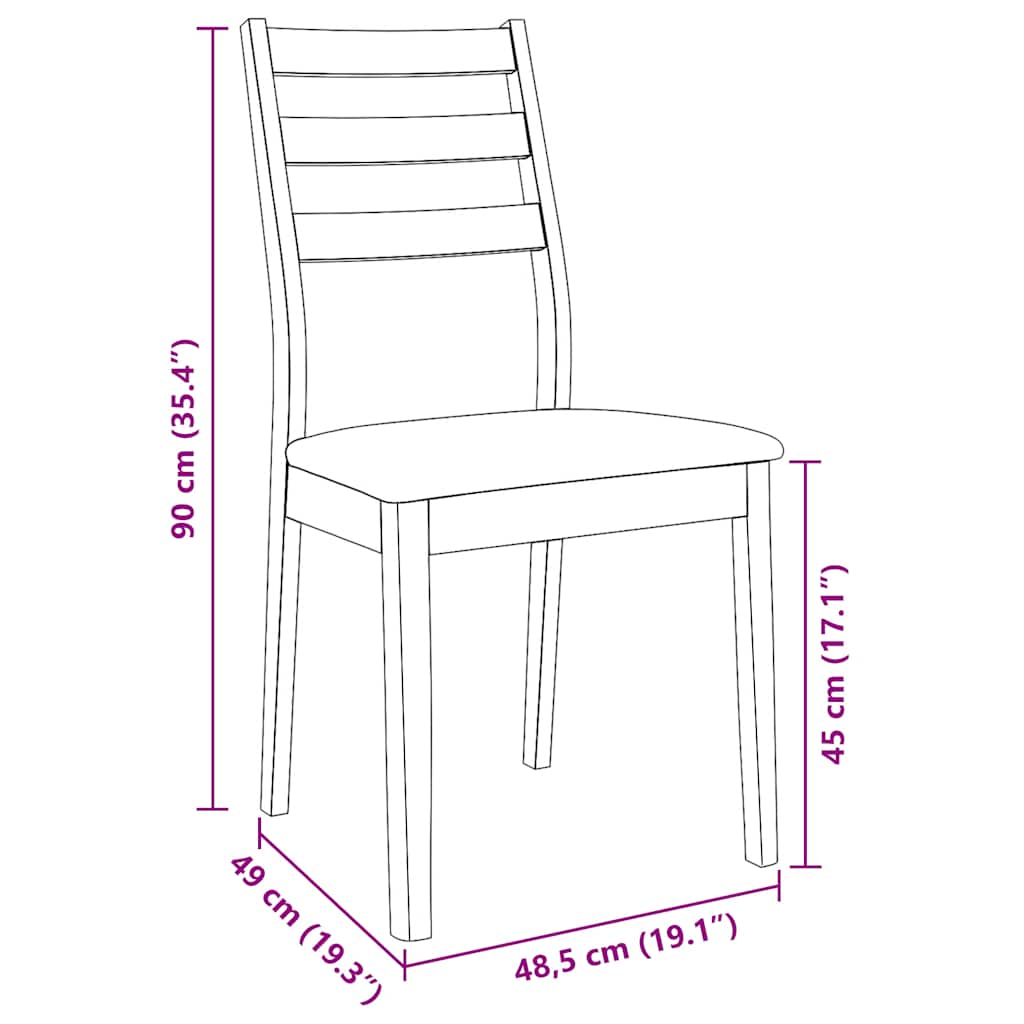 Esszimmerstühle mit Kissen 2 Stk. Braun Massivholz Gummibaum