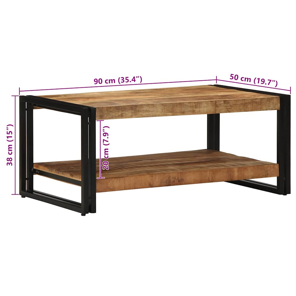 Couchtisch 90x50x38 cm Raues Massivholz Mango